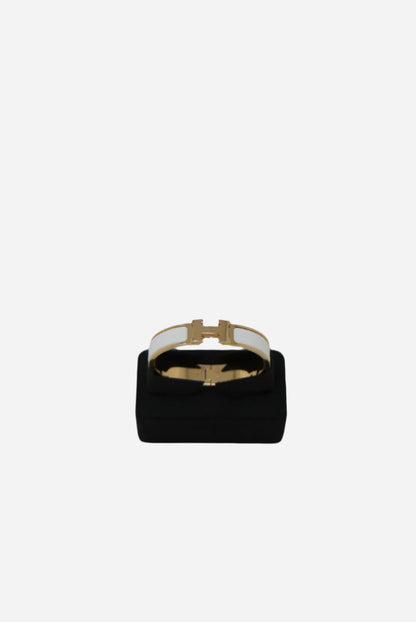 Hermes White Clic H Bracelet