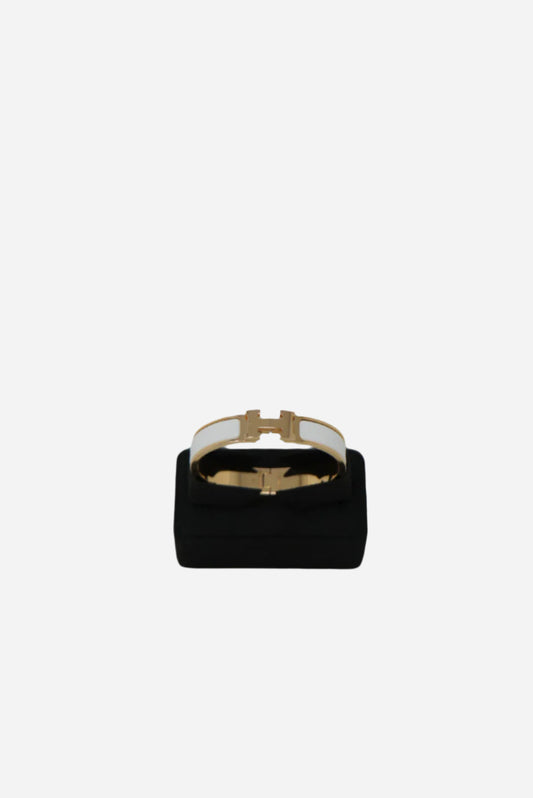 Hermes White Clic H Bracelet