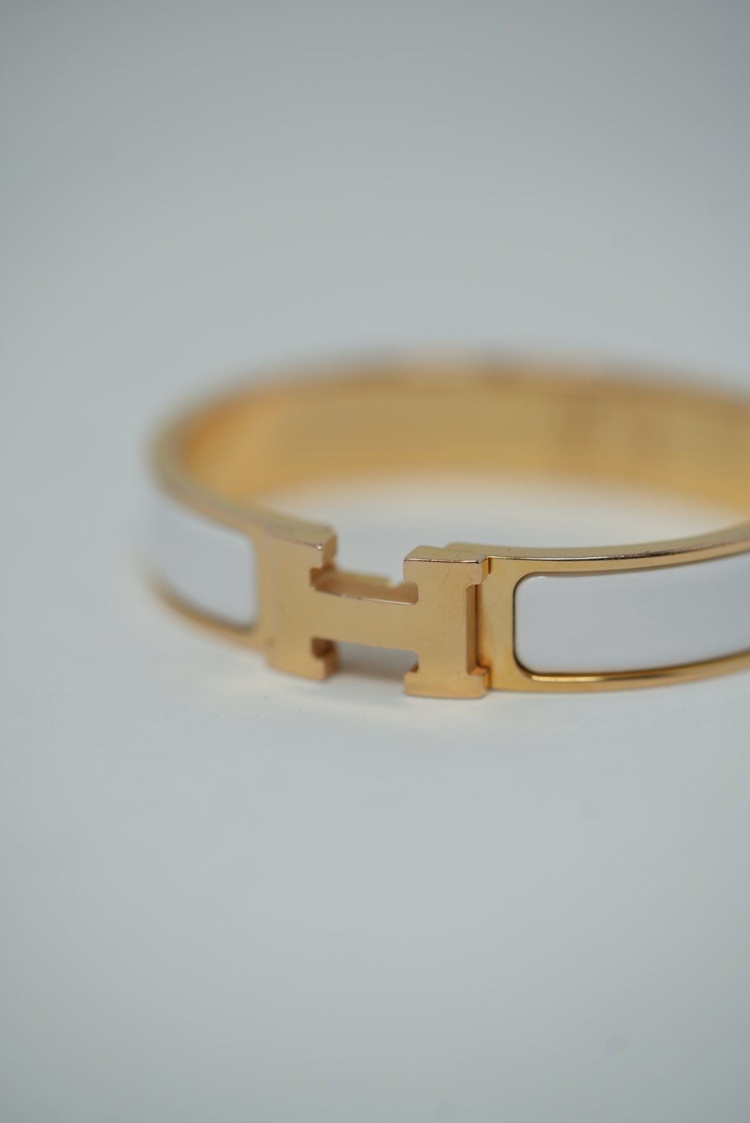 Hermes White Clic H Bracelet
