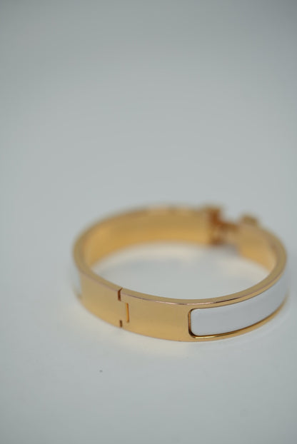 Hermes White Clic H Bracelet