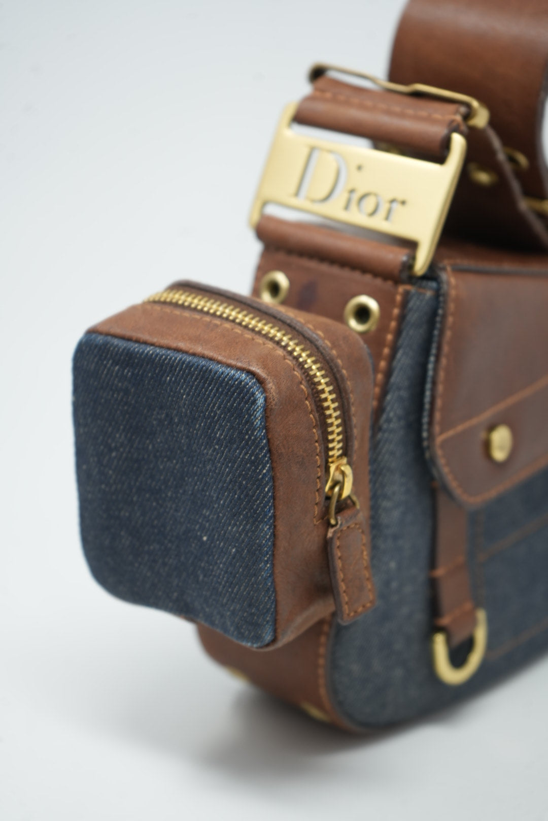Dior 2002 Denim Punk Shoulder Bag
