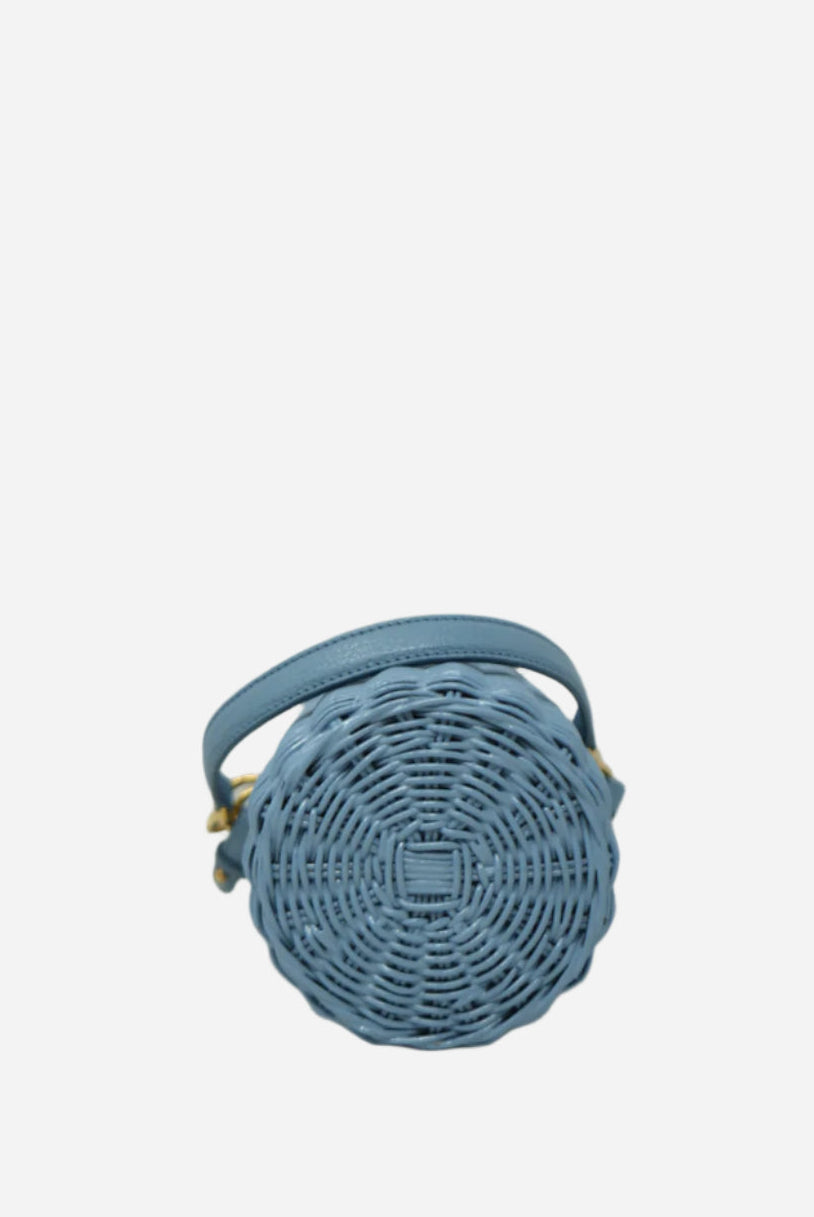 Miu Miu Blue Wicker Barrel Bag