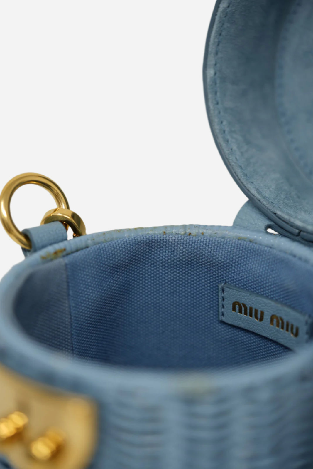 Miu Miu Blue Wicker Barrel Bag
