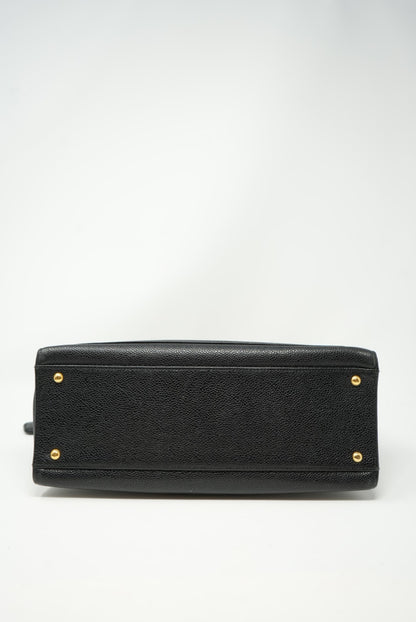 Pre-Owned Chanel Black Caviar Shoulder Bag zipper replaced
