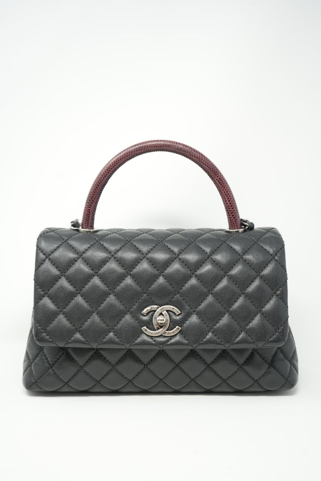 Pre-Owned Chanel Caviar Coco Handle Lizard Small