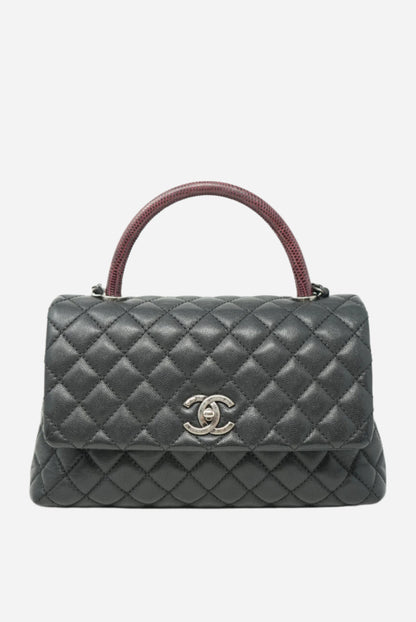 Pre-Owned Chanel Caviar Coco Handle Lizard Small