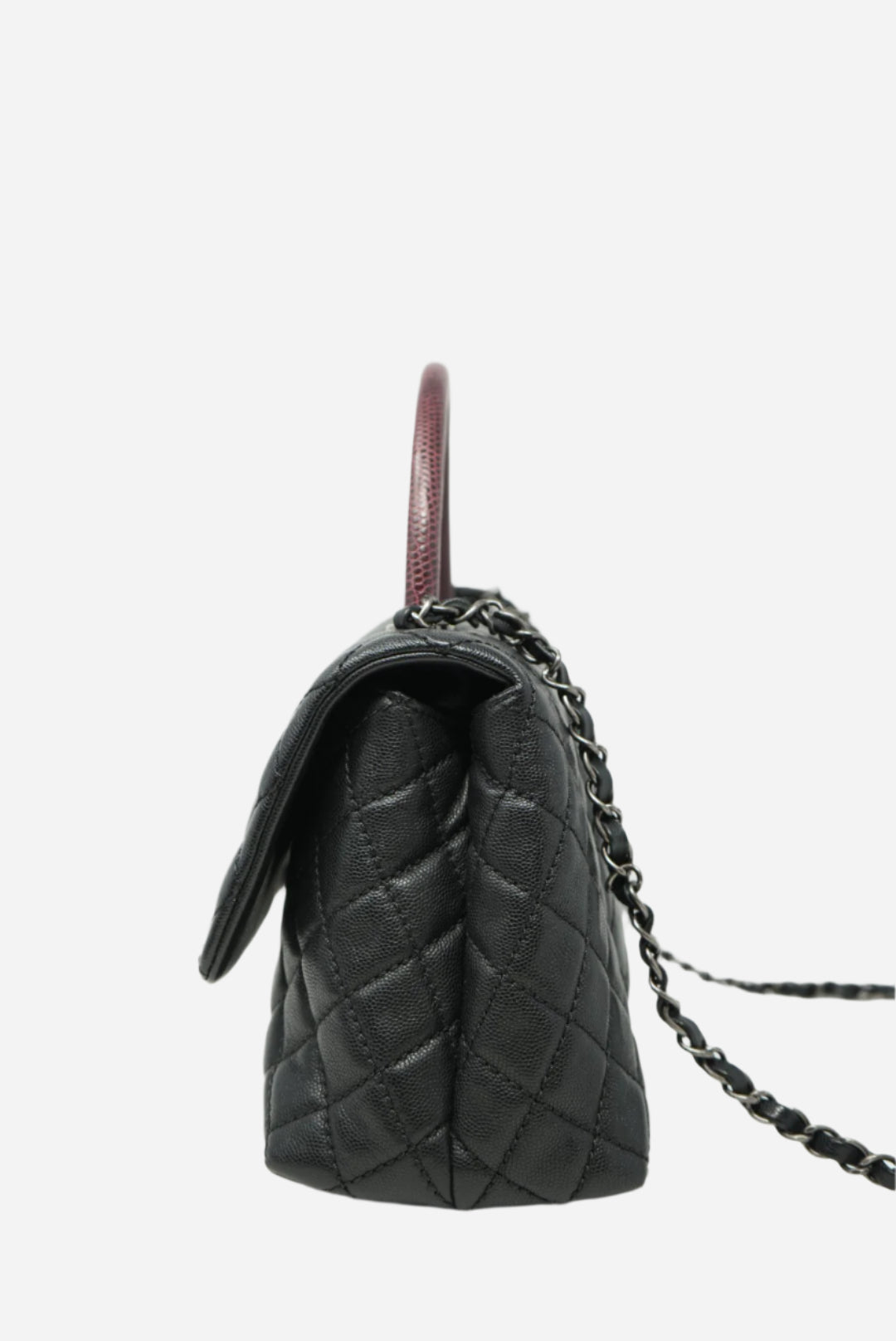 Pre-Owned Chanel Caviar Coco Handle Lizard Small