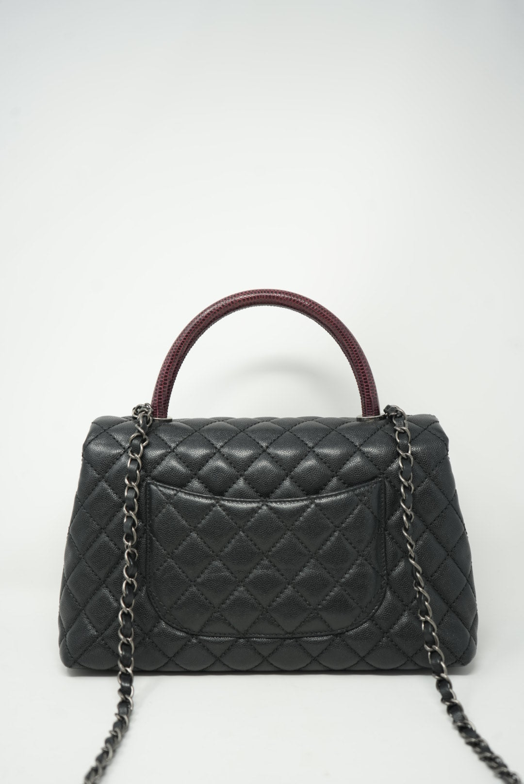 Pre-Owned Chanel Caviar Coco Handle Lizard Small