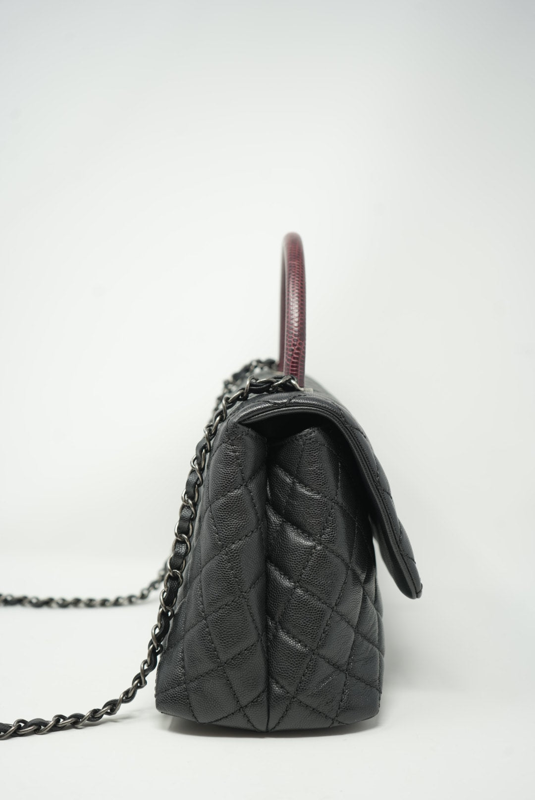 Pre-Owned Chanel Caviar Coco Handle Lizard Small