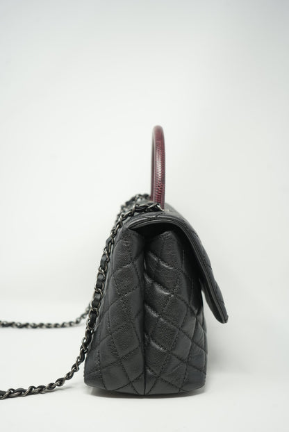 Pre-Owned Chanel Caviar Coco Handle Lizard Small
