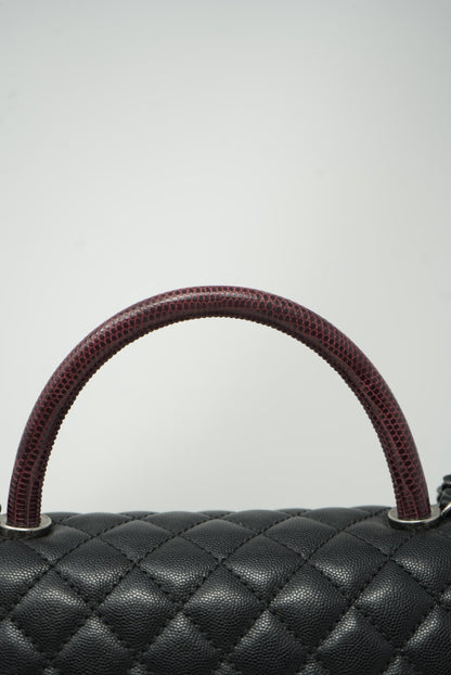Pre-Owned Chanel Caviar Coco Handle Lizard Small