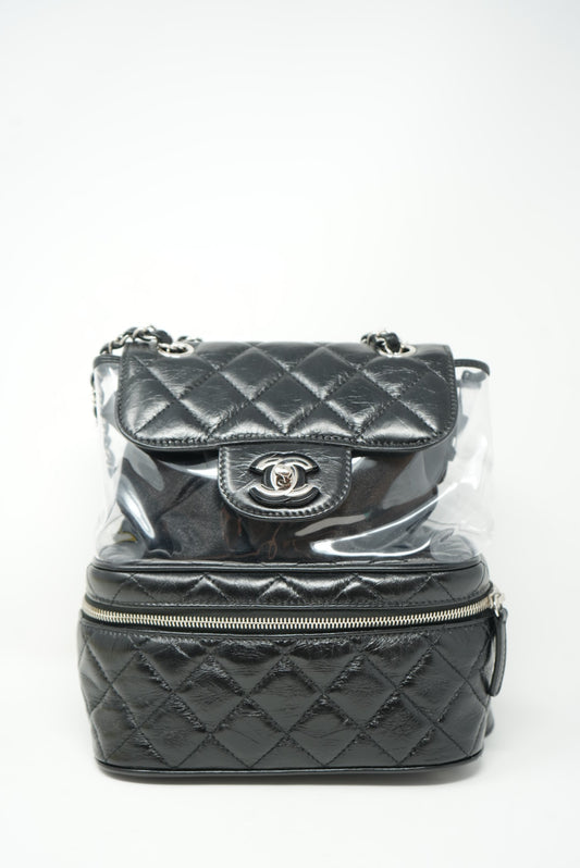 Pre-Owned CHANEL Calfskin PVC Quilted Backpack