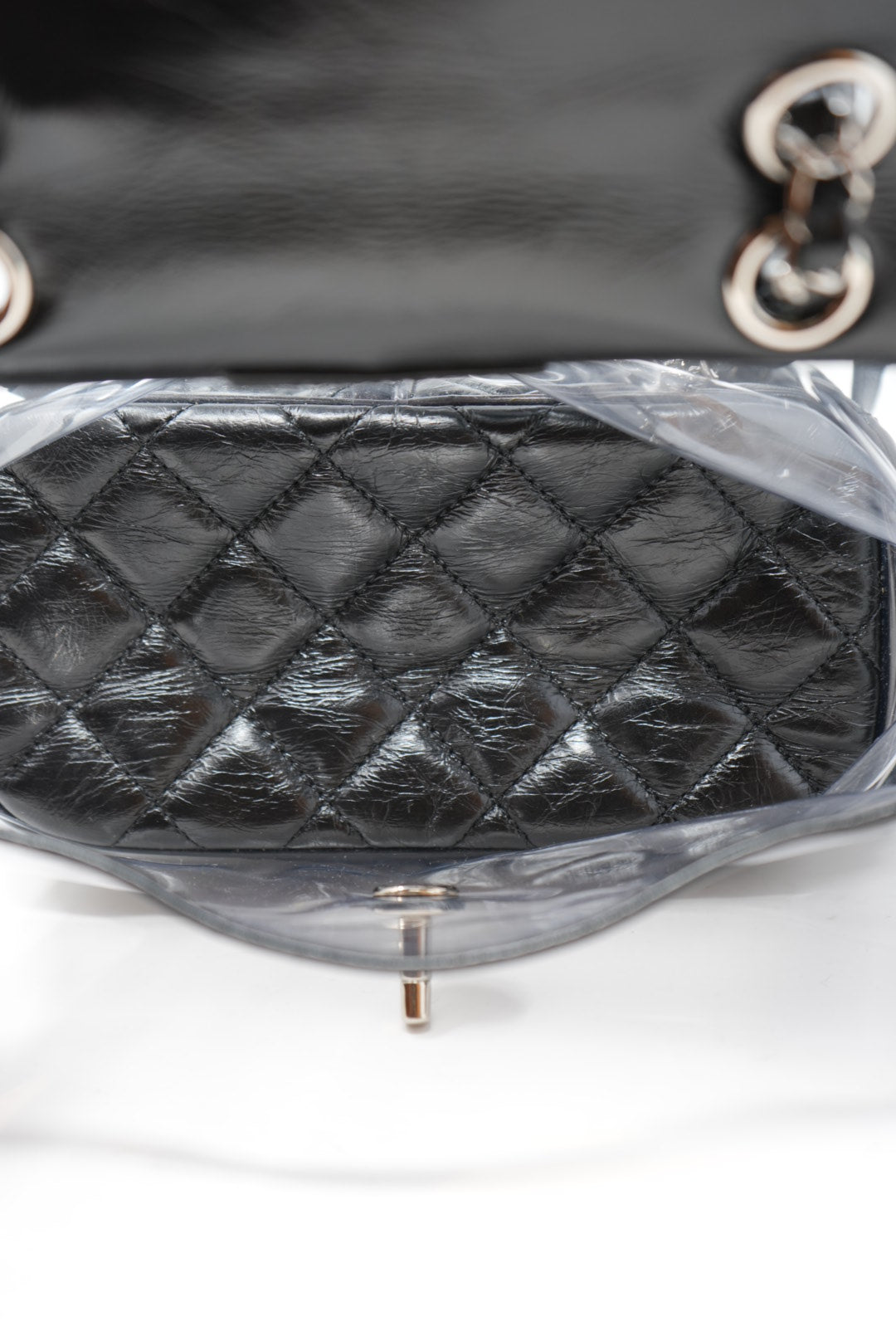 Pre-Owned CHANEL 2018-2019 Black Calfskin PVC Quilted Backpack