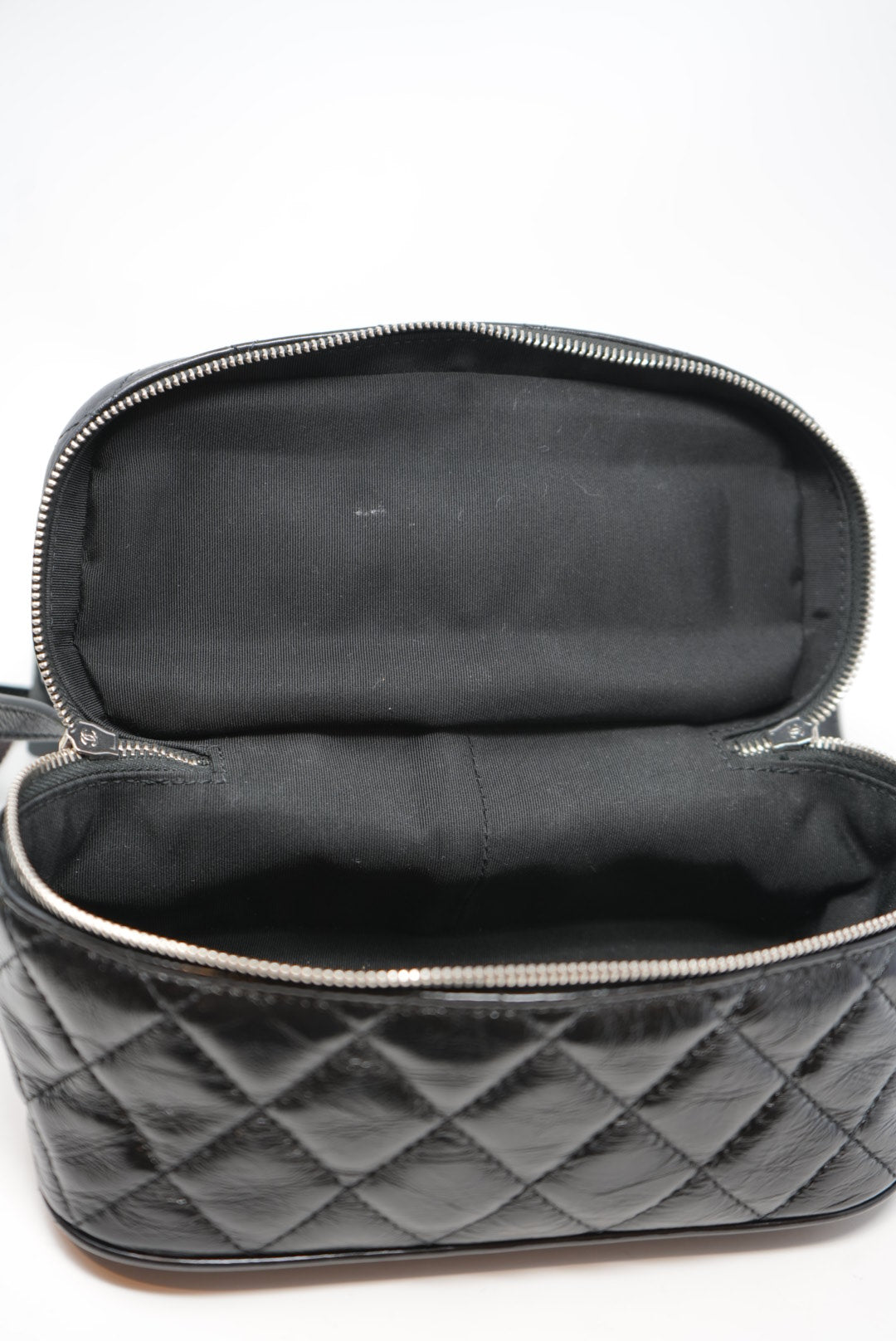 Pre-Owned CHANEL 2018-2019 Black Calfskin PVC Quilted Backpack