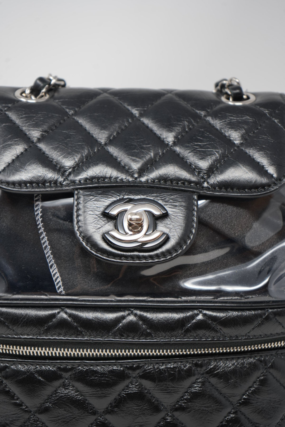 Pre-Owned CHANEL Calfskin PVC Quilted Backpack