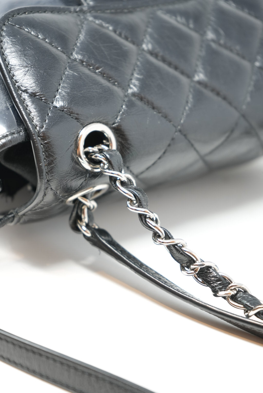 Pre-Owned CHANEL 2018-2019 Black Calfskin PVC Quilted Backpack