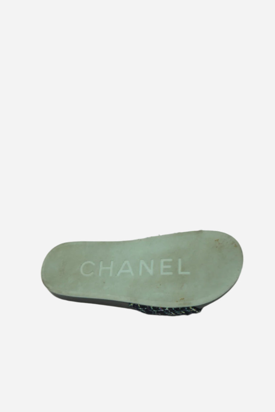 Pre-Owned Chanel Tweed Camellia Rubber Sandals