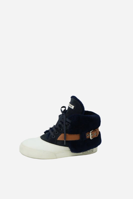 Miu Miu Leather/Fur Sneaker
