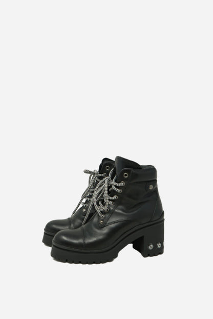 Miu Miu Lace Up Rhinestone Studded Boots