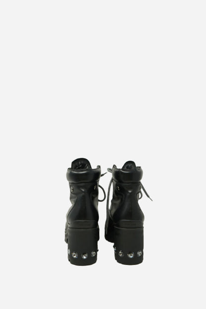 Miu Miu Lace Up Rhinestone Studded Boots