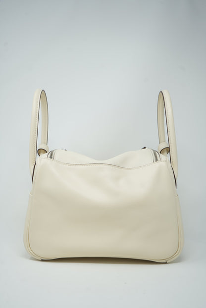 Hermes Lindy 26 Shoulder Bag Swift White