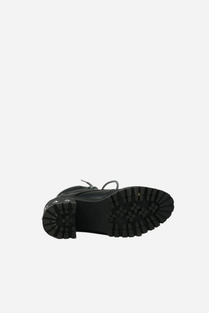 Miu Miu Lace Up Rhinestone Studded Boots