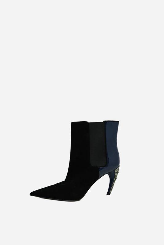 Louis Vuitton Velvet/Patent Crystal Ankle Boots