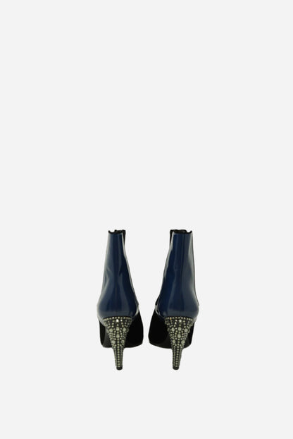 Louis Vuitton Velvet/Patent Crystal Ankle Boots