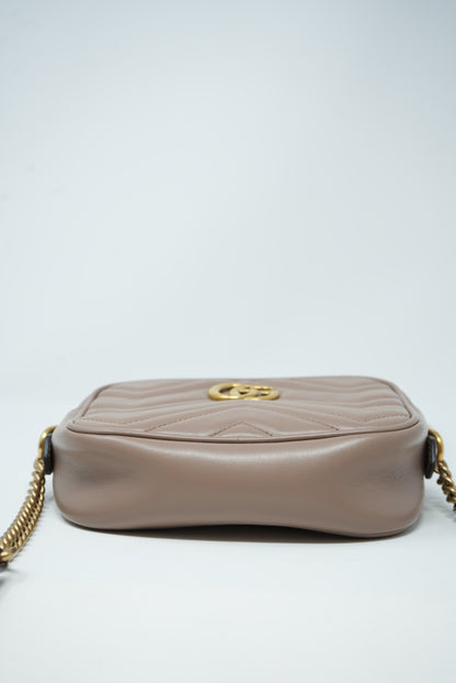 Gucci GG Marmont Mini Camera Shoulder Bag Beige
