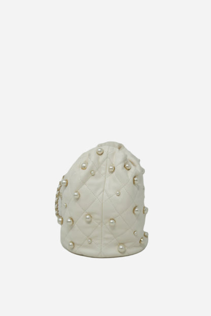 Pre-owned Chanel Lambskin Pearl Drawstring Bag 2021