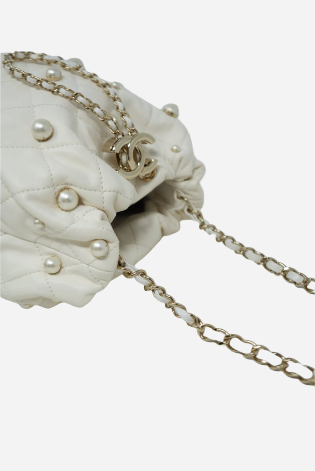 Pre-owned Chanel Lambskin Pearl Drawstring Bag 2021