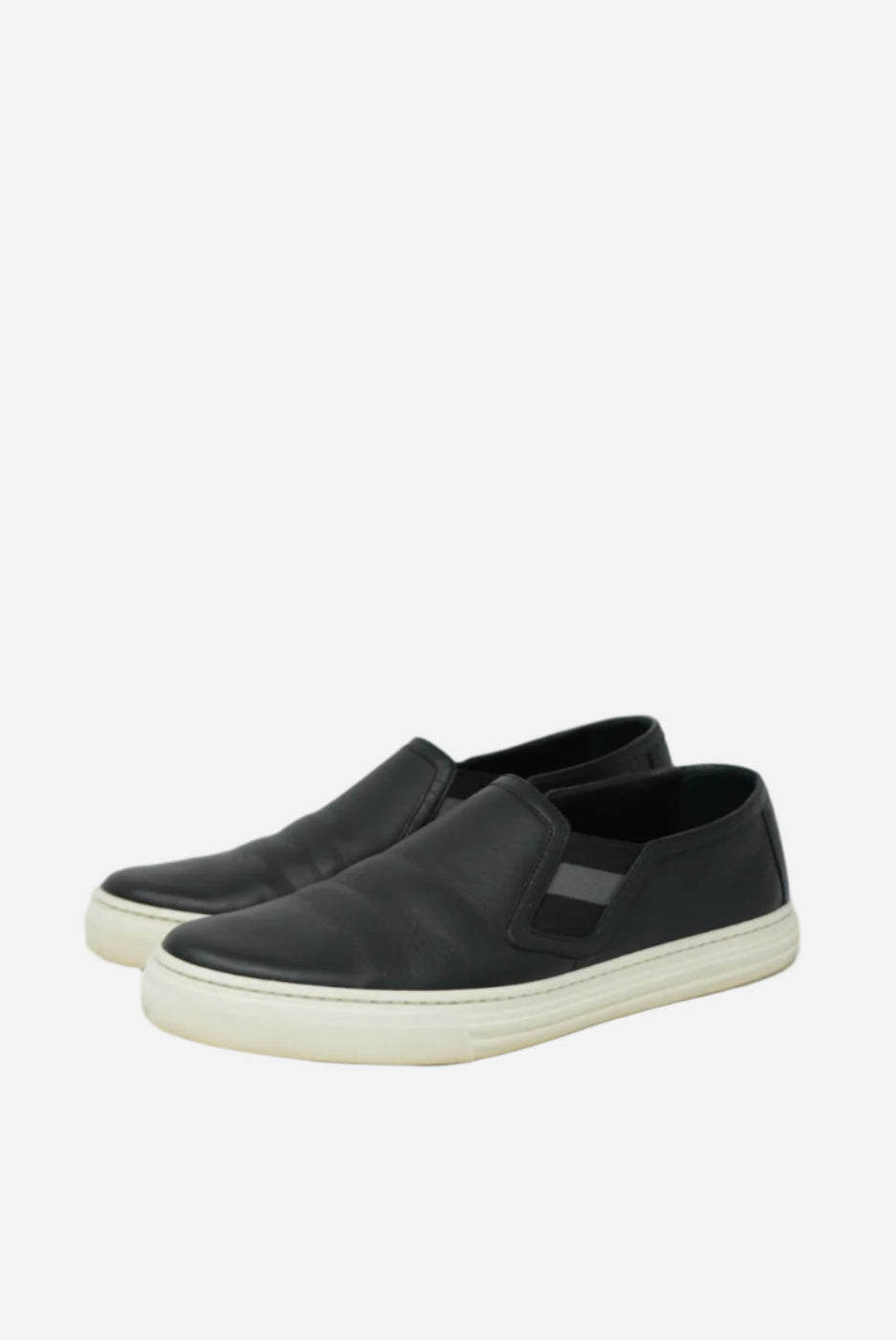 Gucci Black Leather Slip-On Sneakers Size 38