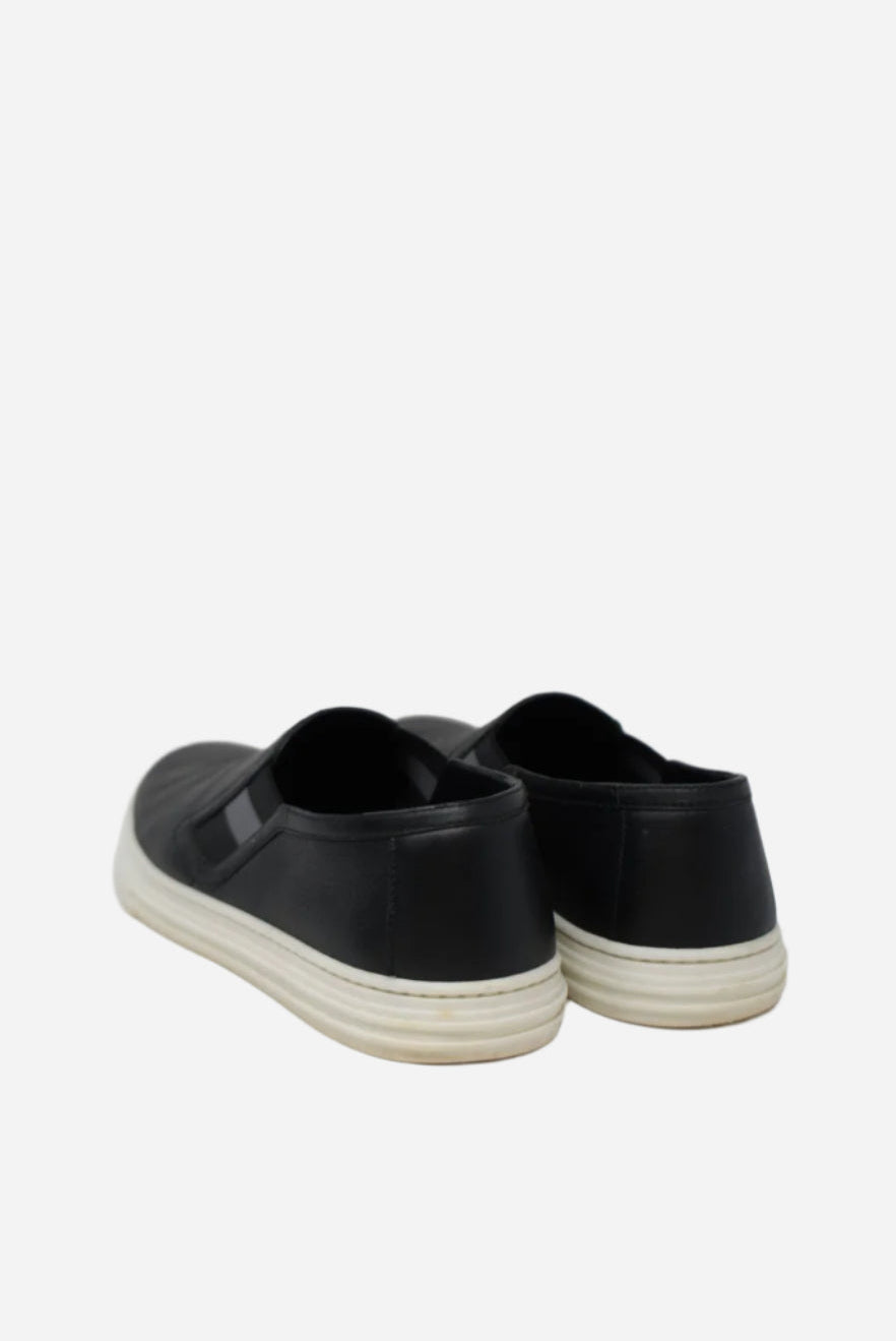 Gucci Black Leather Slip-On Sneakers Size 38