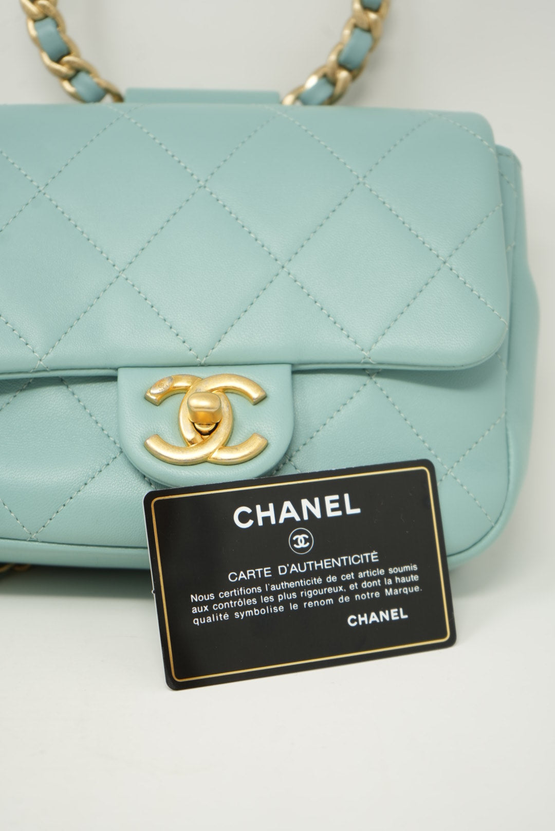 Pre-Owned CHANEL Lambskin Mini Flap Handle Bag 2019