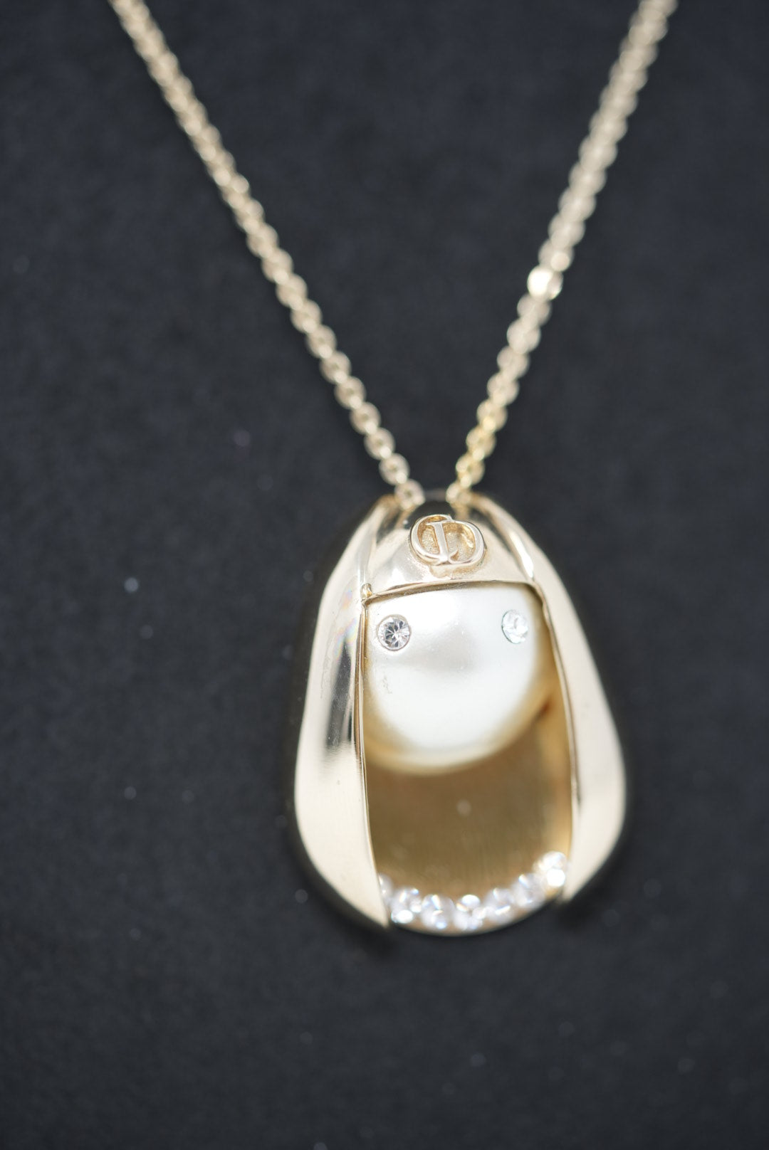 Dior Rhinestone Faux Pearl Necklace