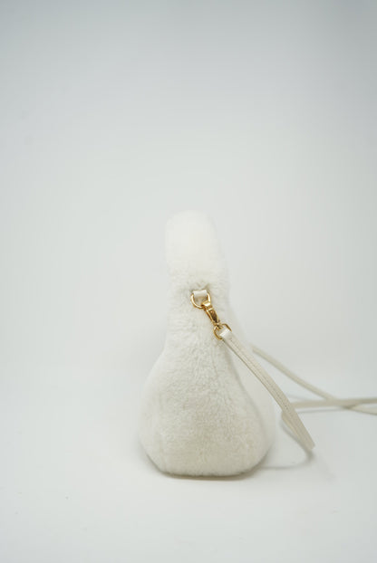 Miu Miu White Mini Shearling Wander bag