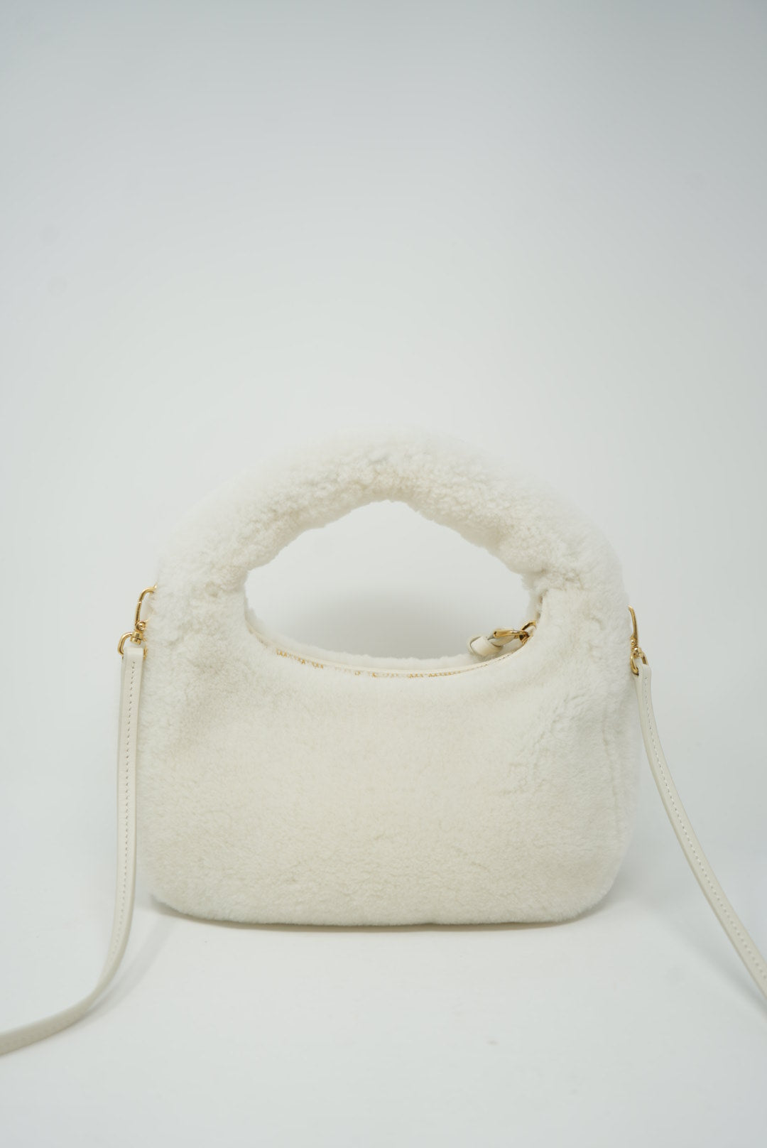 Miu Miu White Mini Shearling Wander bag