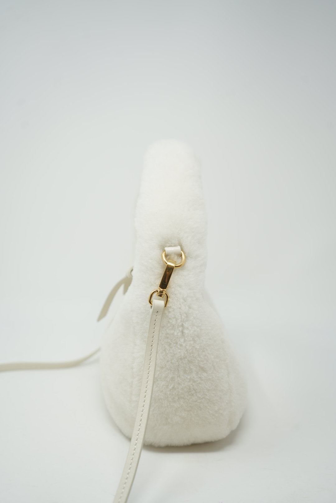 Miu Miu White Mini Shearling Wander bag