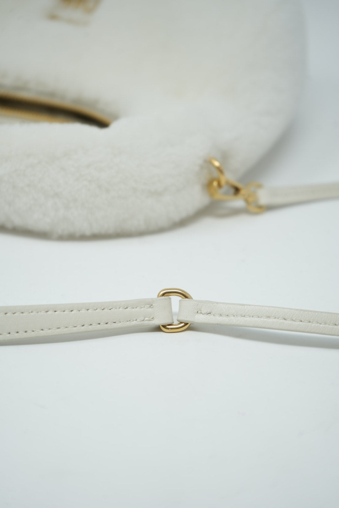 Miu Miu White Mini Shearling Wander bag