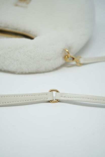 Miu Miu White Mini Shearling Wander bag
