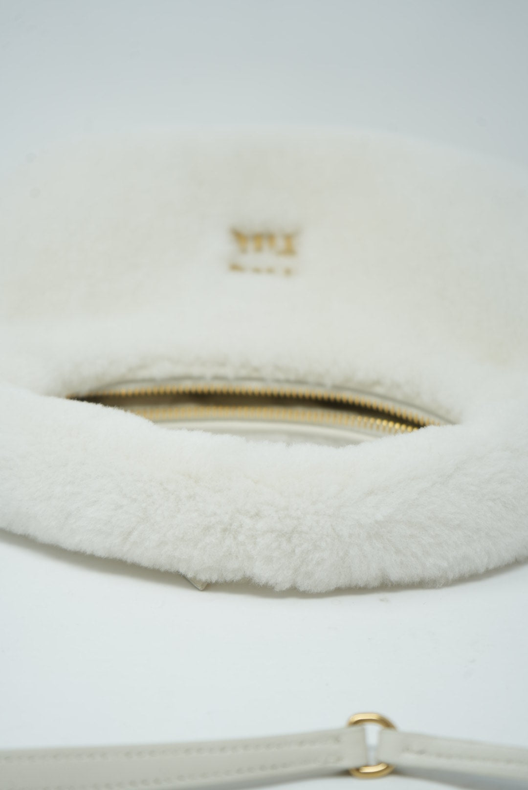 Miu Miu White Mini Shearling Wander bag
