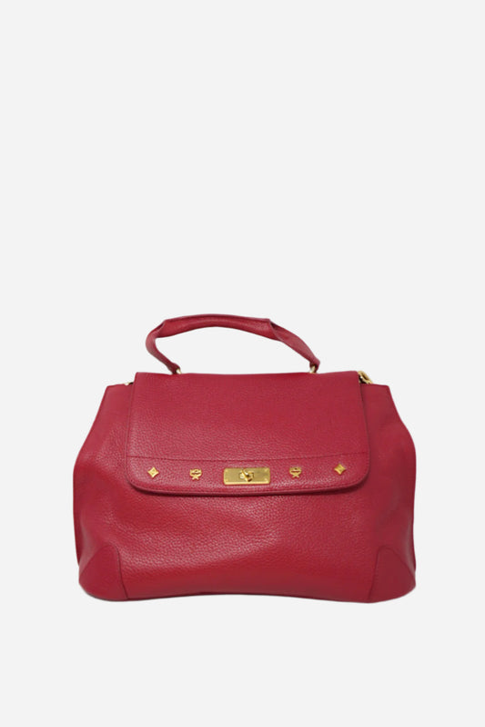 MCM Red Leather Top Handle