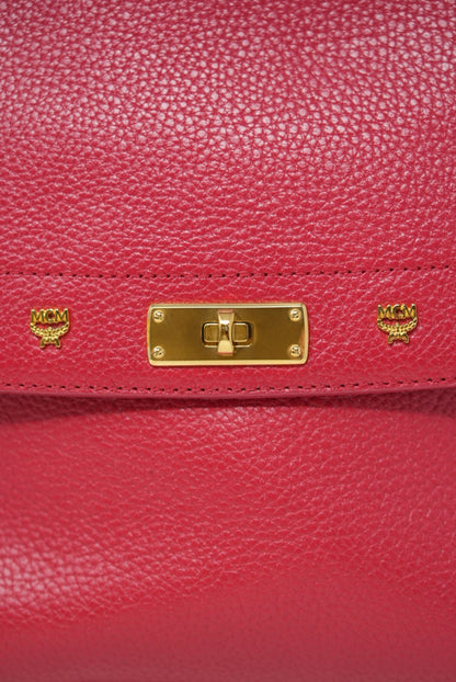 MCM Red Leather Top Handle