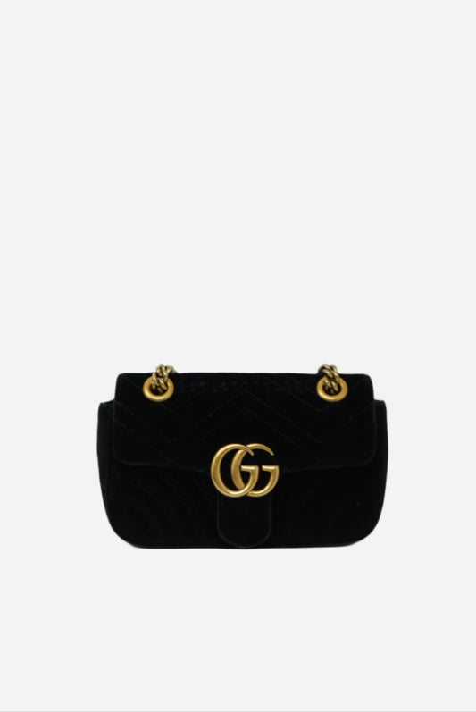 Gucci Black Velvet GG Marmont Small