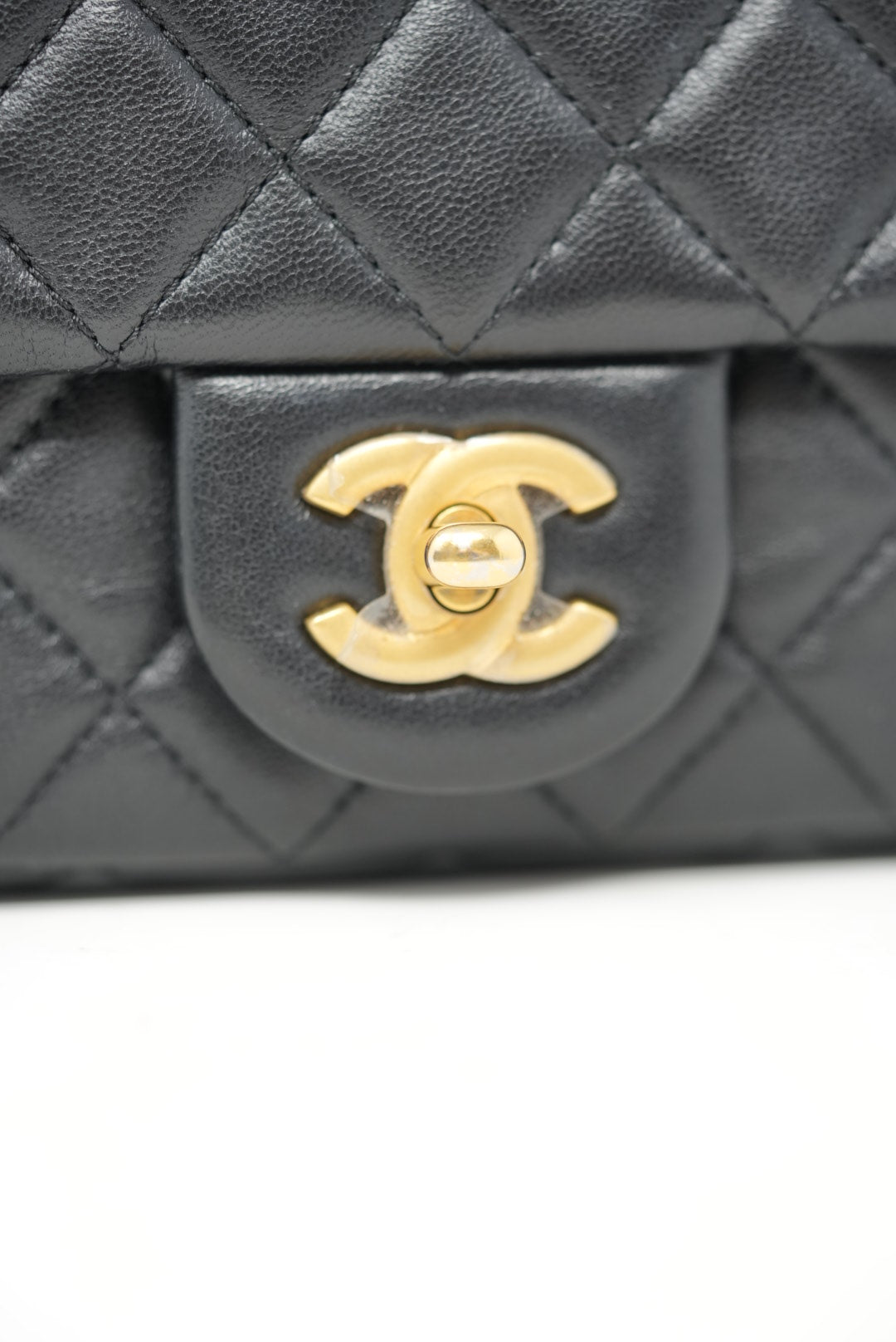 Pre-Owned CHANEL Black Lambskin Pearl Crush Mini Rectangular Crossbody Bag
