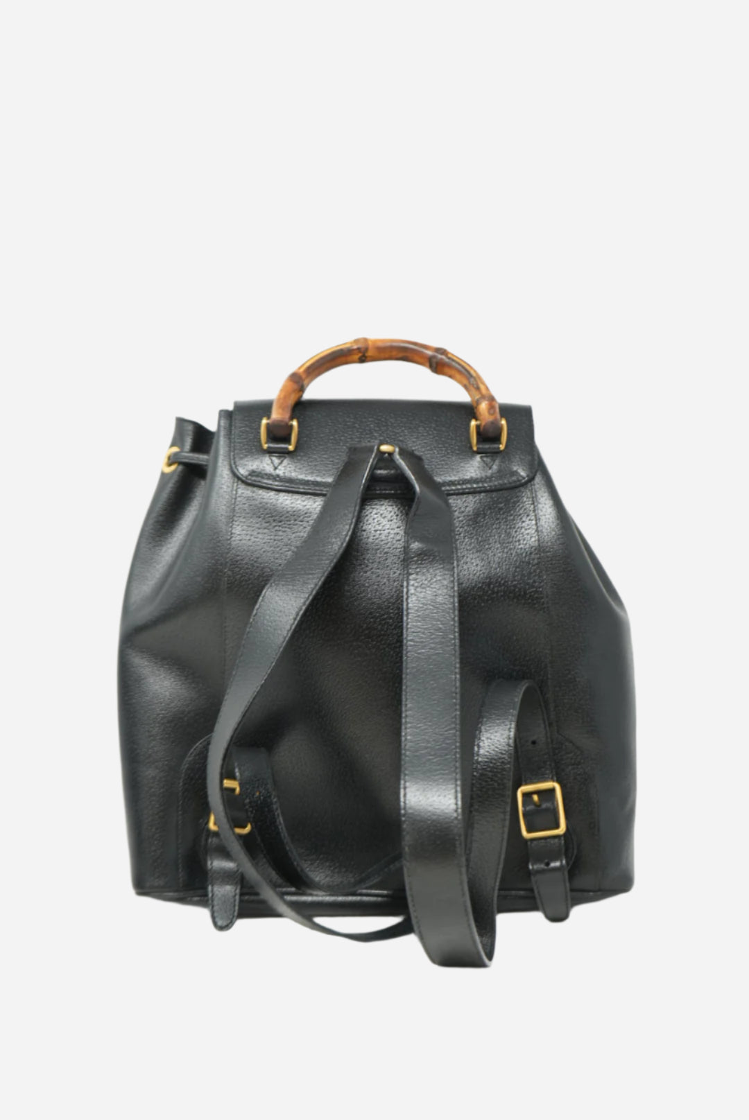 Gucci Black Leather Bamboo Backpack