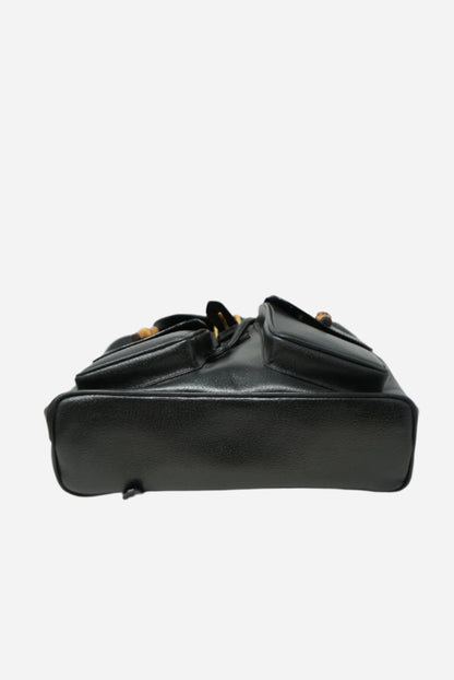 Gucci Black Leather Bamboo Backpack