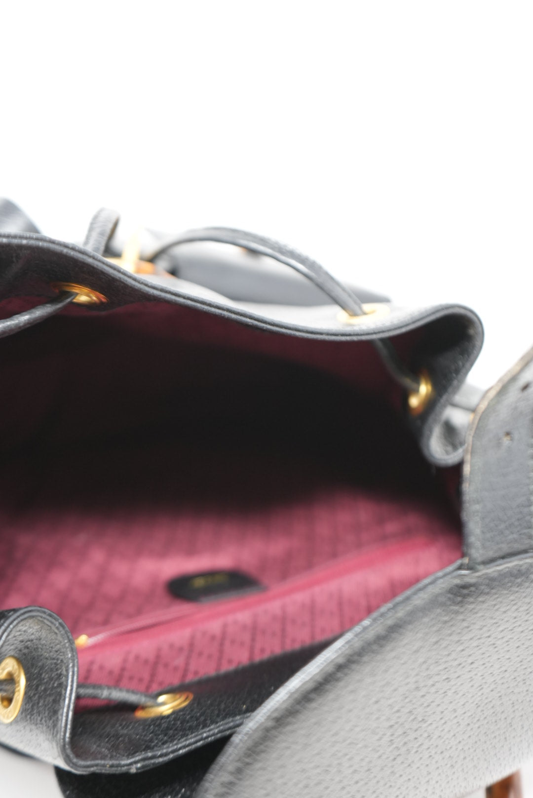 Gucci Black Leather Bamboo Backpack