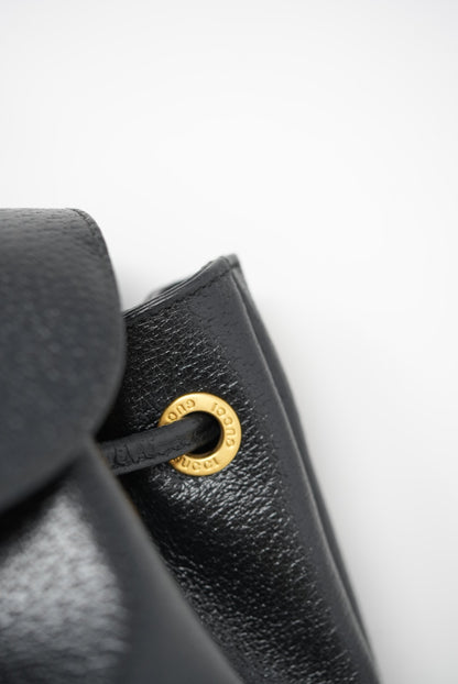 Gucci Black Leather Bamboo Backpack