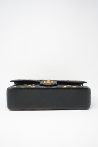 Pre-Owned Chanel Rue Cambon Charms Double Flap 2021 Lambksin Medium